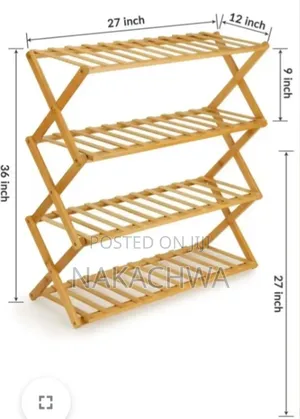 Photo - Foldable Bamboo Stackable Shoe Rack