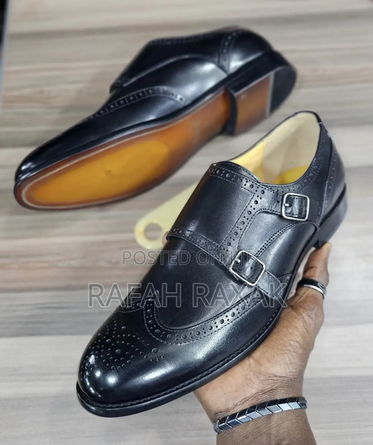 Original Black Clarks Oxford Double Monk Strap Gentle Shoes