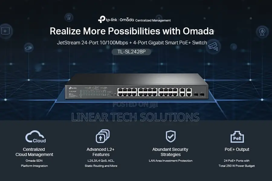 Tp-Link Tl-Sl2428p | 24 Port Smart Managed Poe+ Switch | 24
