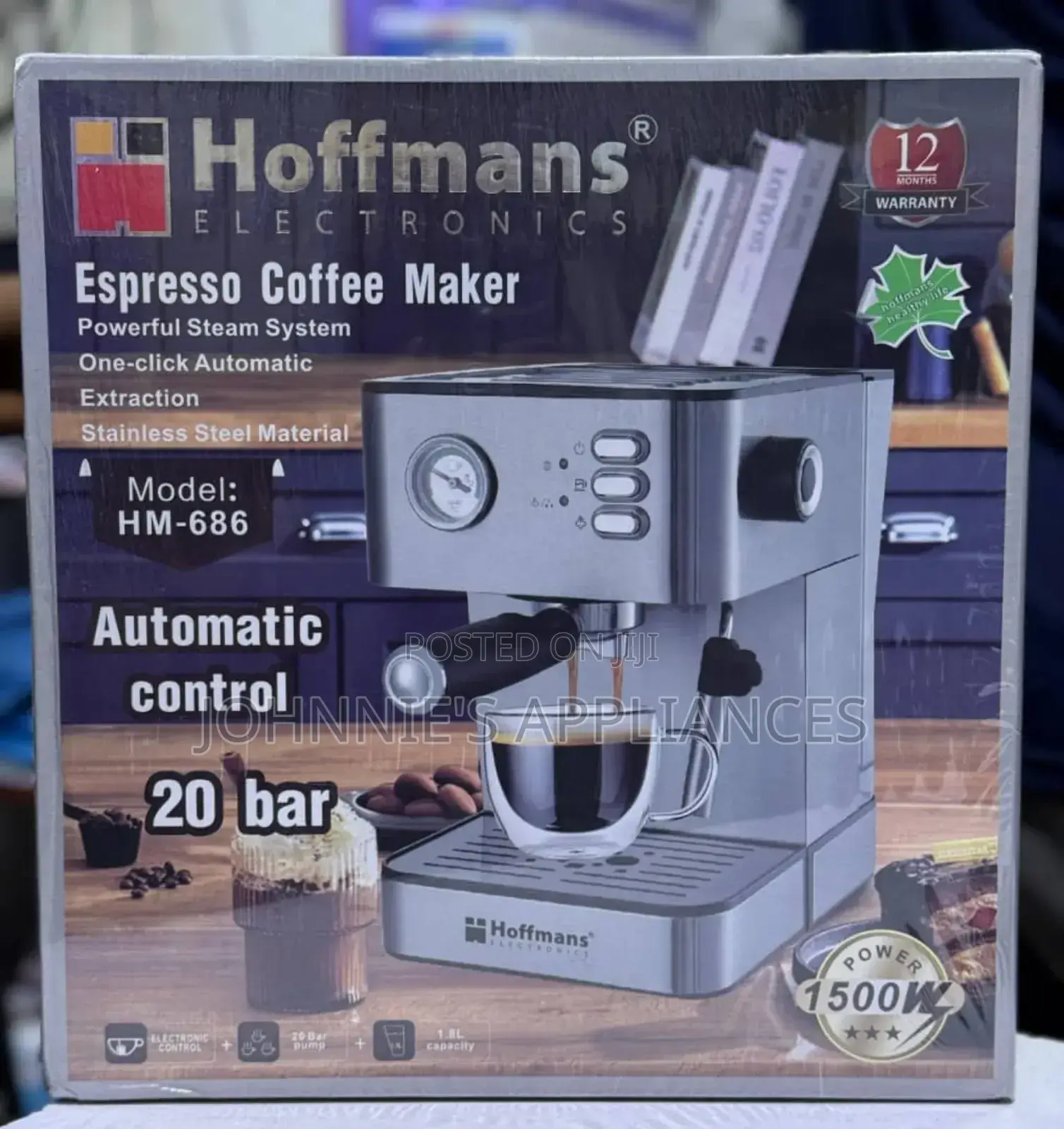Hoffman Electric Coffee Maker Machine 20 Bars Automatic