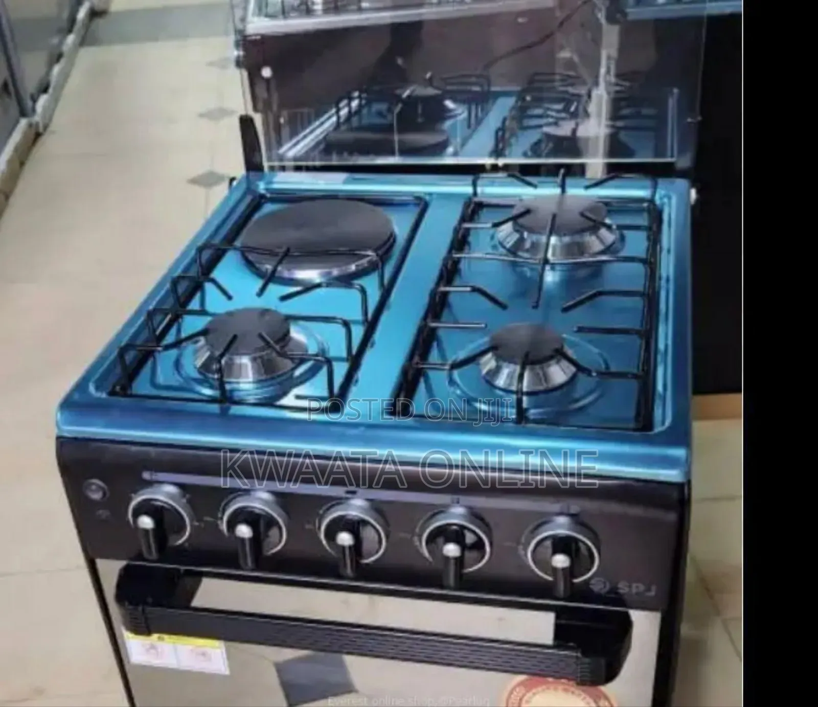 SPJ Full Gas Cooker 50x50cm, 3gas + 1 Electric Burners, Oven and Grill