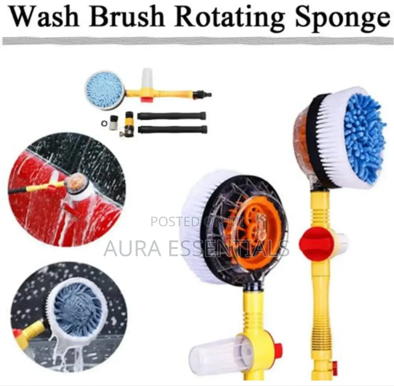 Car Washer Scrabbing With Water Pipe and Soap Dispenser