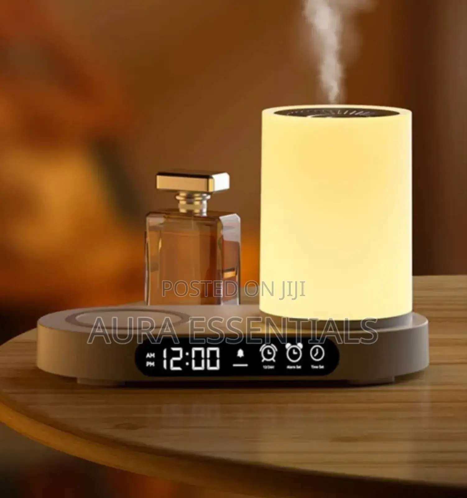 Humidifier Clock and Wireless Charging Wood Desig