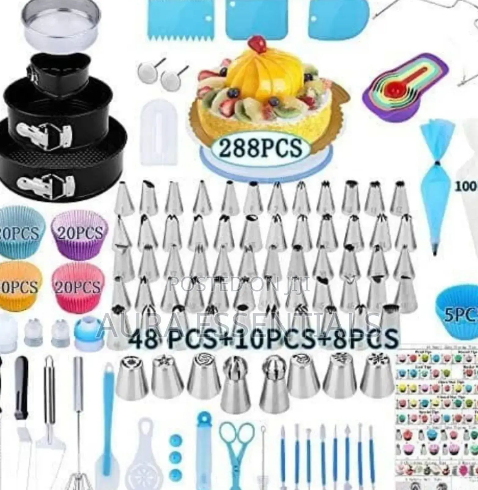 288 Pieces of Cake Baking, Decorating Kit Set, Blu