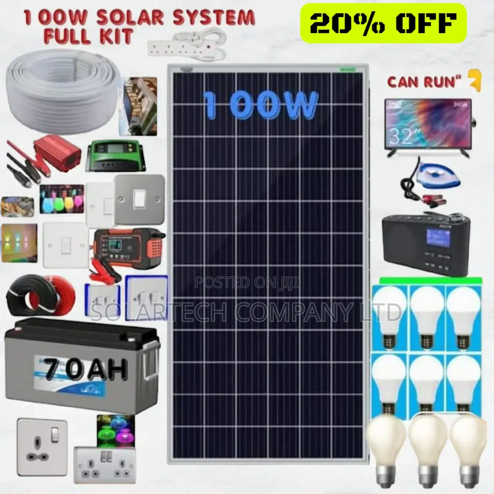 100w Original Solar System Full Kit /Solar for Home Use Yuka