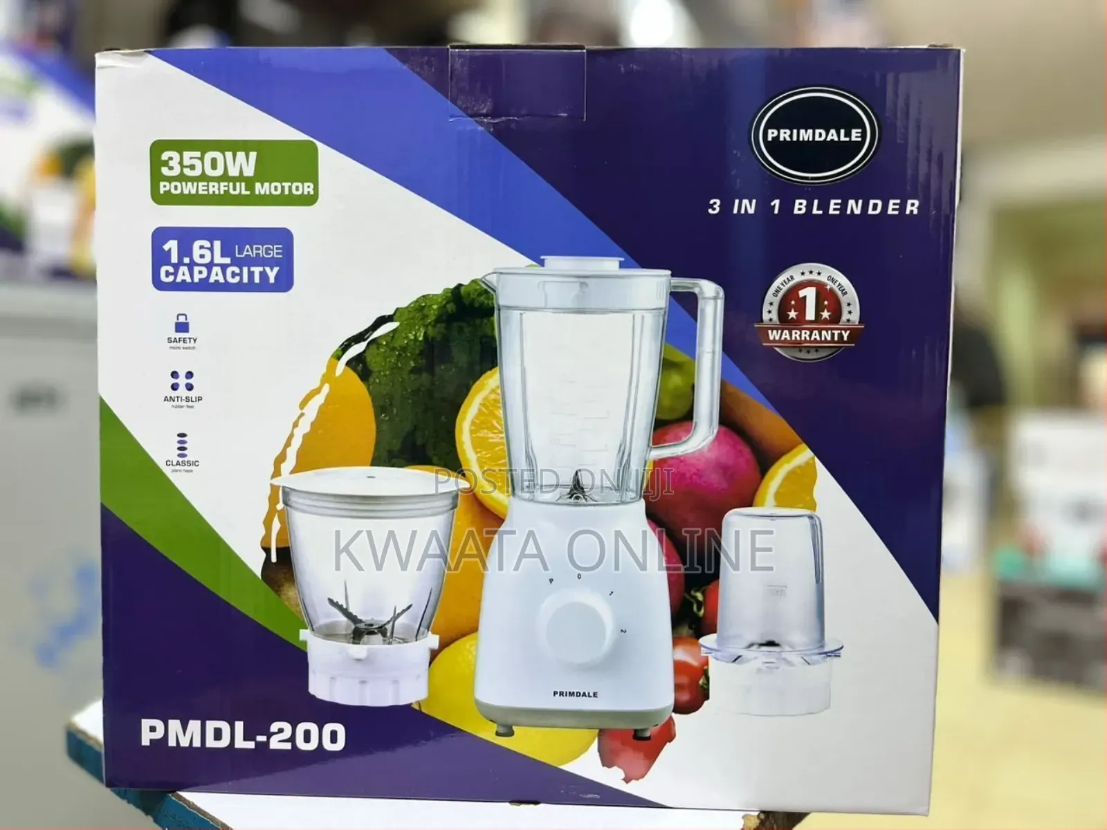 Primdale 3 in 1 Blender With 350w Motor 1.6 L