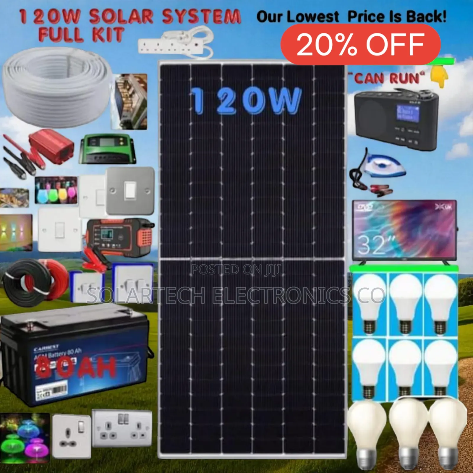 Go Green With Our 120w Solar System Full Kit 20% Off