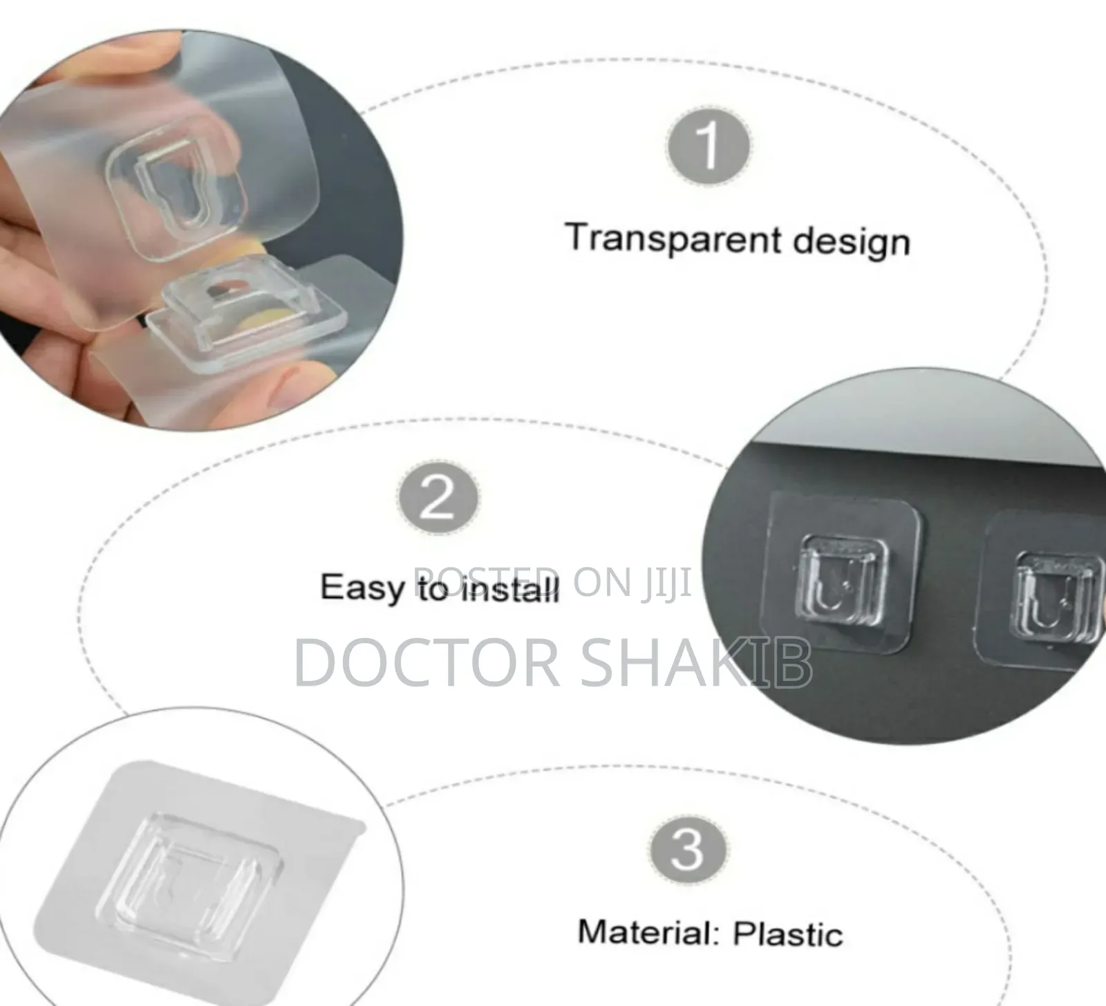 Brand New 2pcs Double-Sided Adhesive Wall Hooks