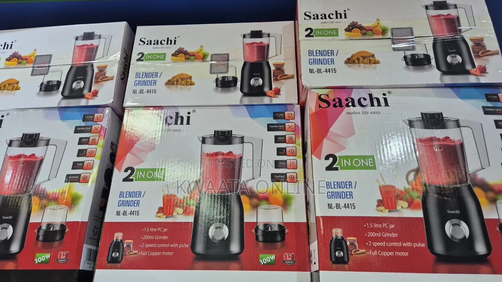 1.5l Saachi 2-in-1 Blender and Grinder – Nl-Bl-4415 (300w)