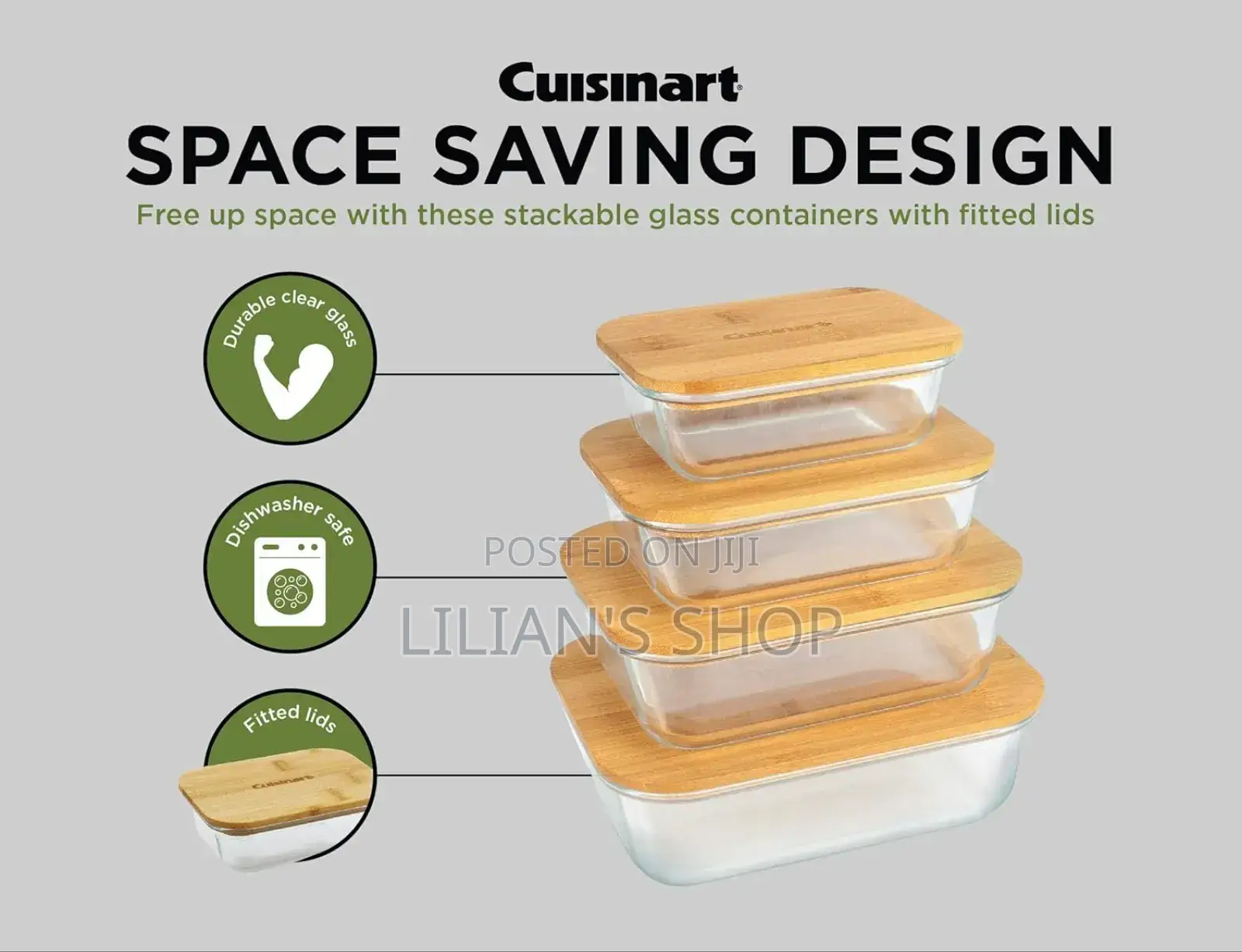Cuisinart Glass Containers With Bamboo Lids
