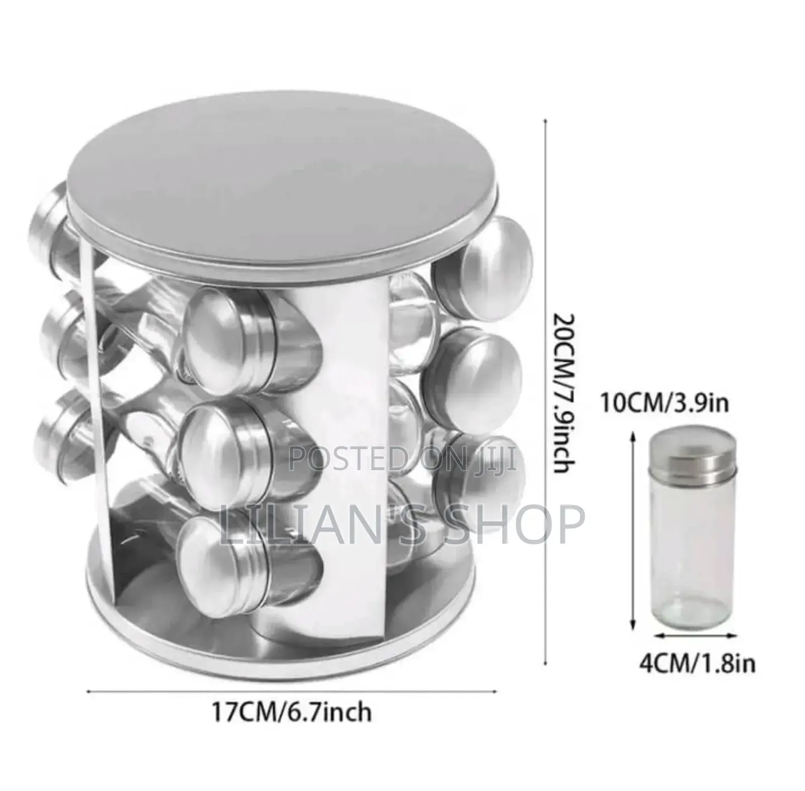 Countertop Glass Rotating Spice Rack 12 Spice Jars Organizer