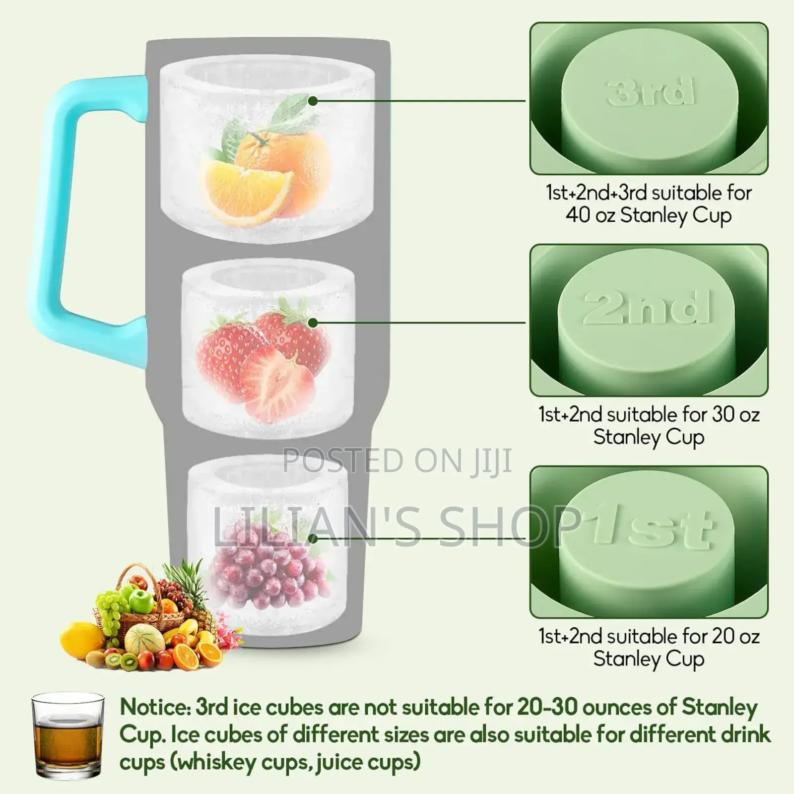Cylinder Ice Cube Tray With Lid and Container