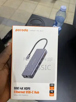 Porodo 9in1 Hdmi Ethernet Usb-C Hub
