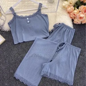 Photo - 3 Pc Lace Pit Vest Trousers Pajamas for Women