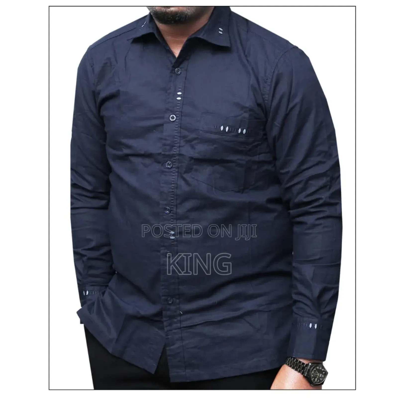 Kitengi Solid Formal Shirt. Navyblue Line