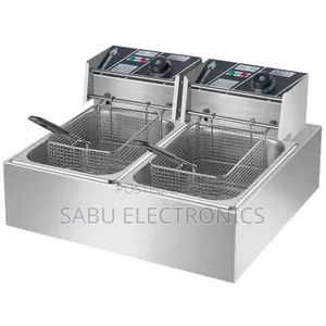 Commercial Double Tank Deep Fryer – 12l Stainless Steel