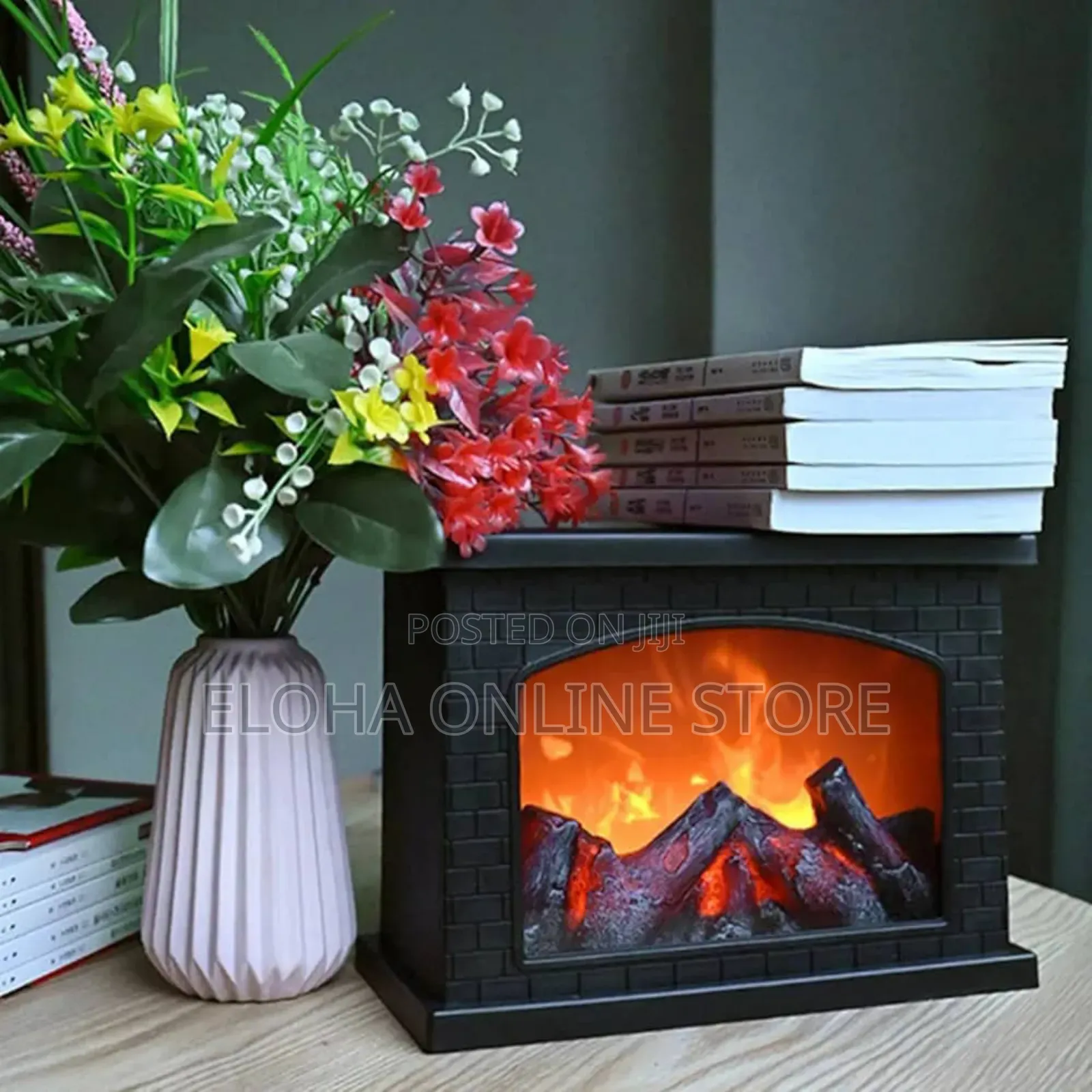 Electric Fireplace Lantern With Realistic Led Flame Effect