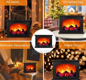 Electric Fireplace Lantern With Realistic Led Flame Effect
