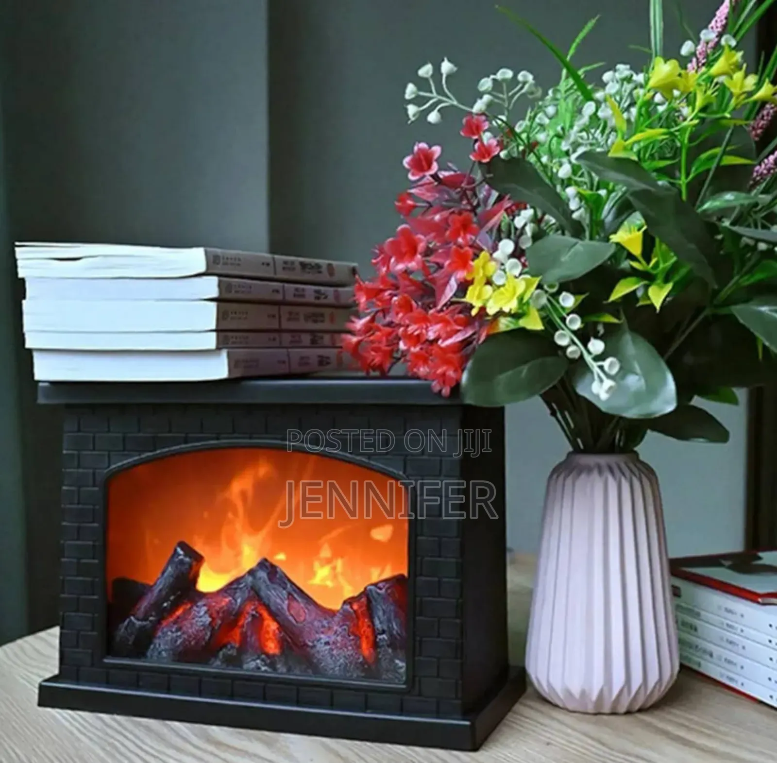 Electric Fireplace Lantern With Realistic Led Flame Effect