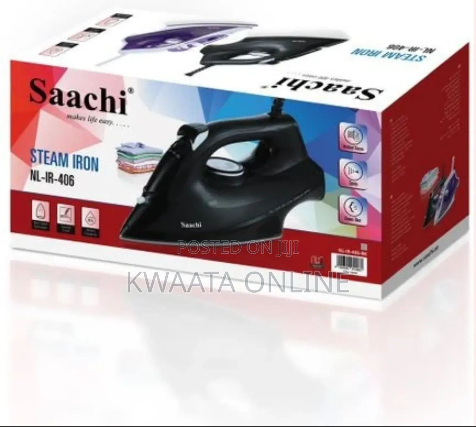 Saachi Steam Iron | 1800w | Nonstick Sole Plate Nl-Ir-406