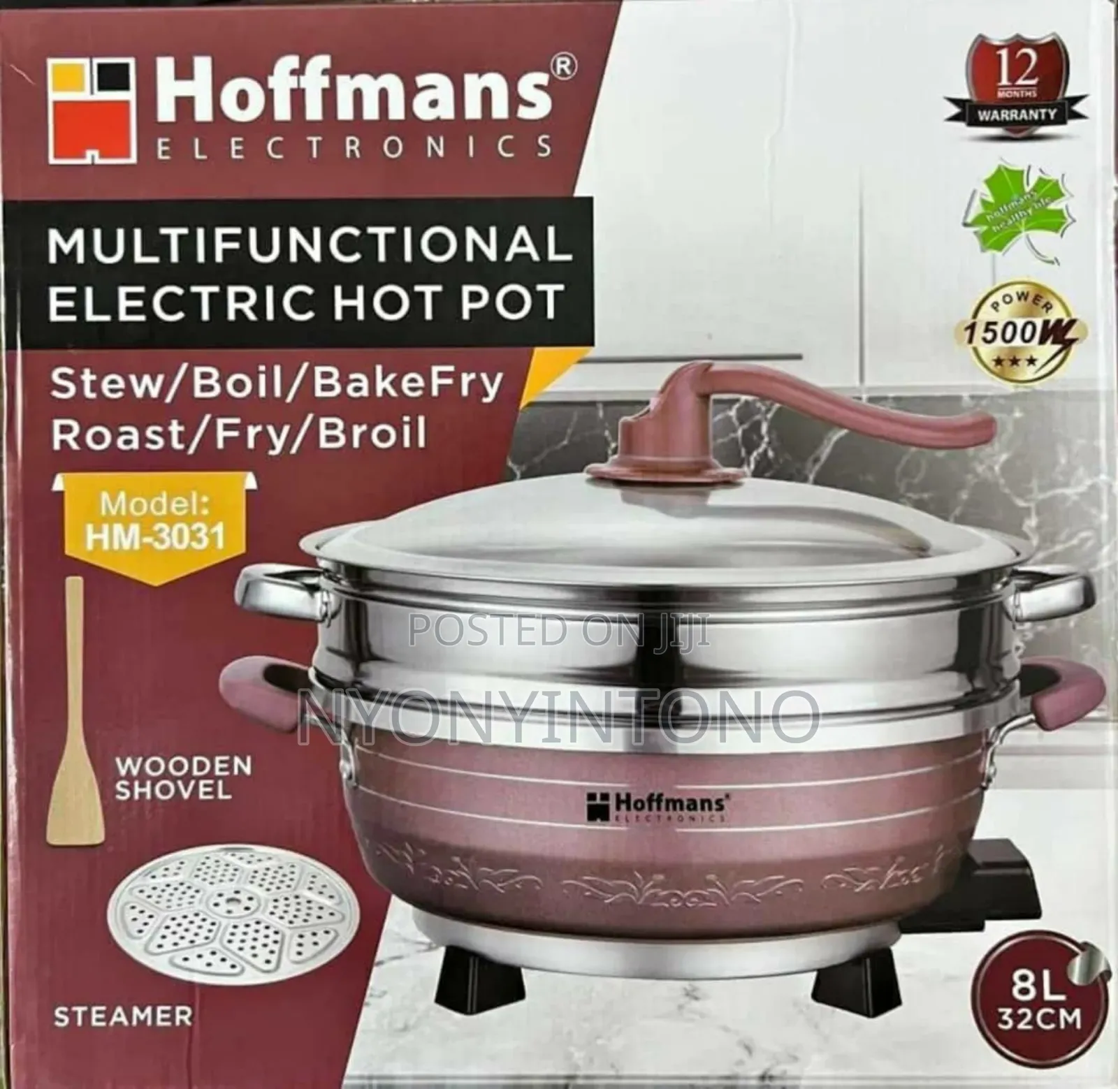Hoffmans Multifunctional Electric Hotpot With Steamer Hm3031