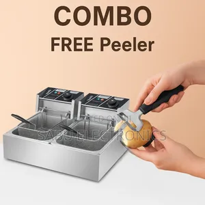 Double 12l Deep Fryer + Free Potato Peeler – Heavy Duty