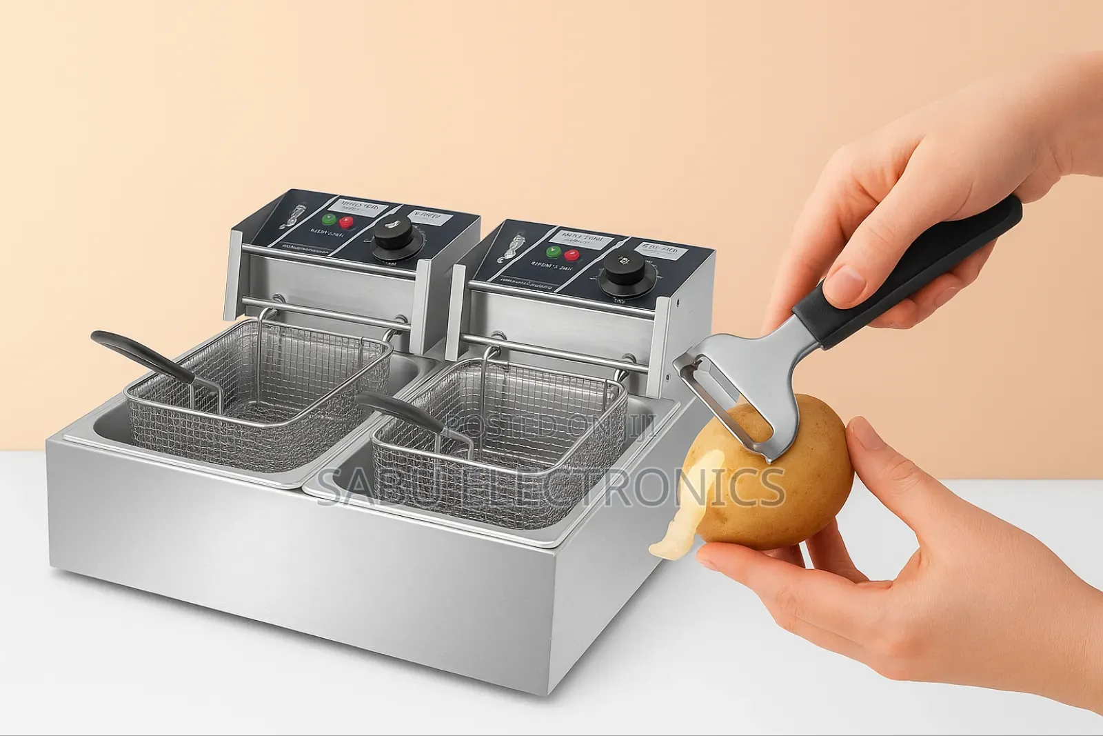 Double 12l Deep Fryer + Free Potato Peeler – Heavy Duty