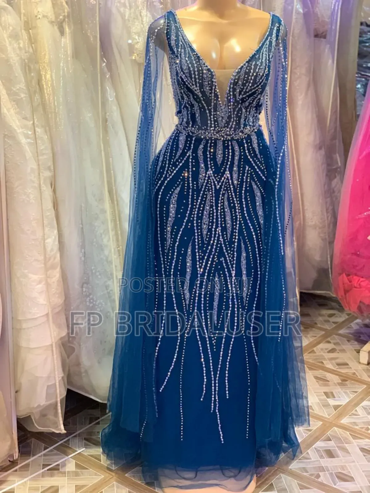 Classy Long Black Top Pearl Dress for Hire