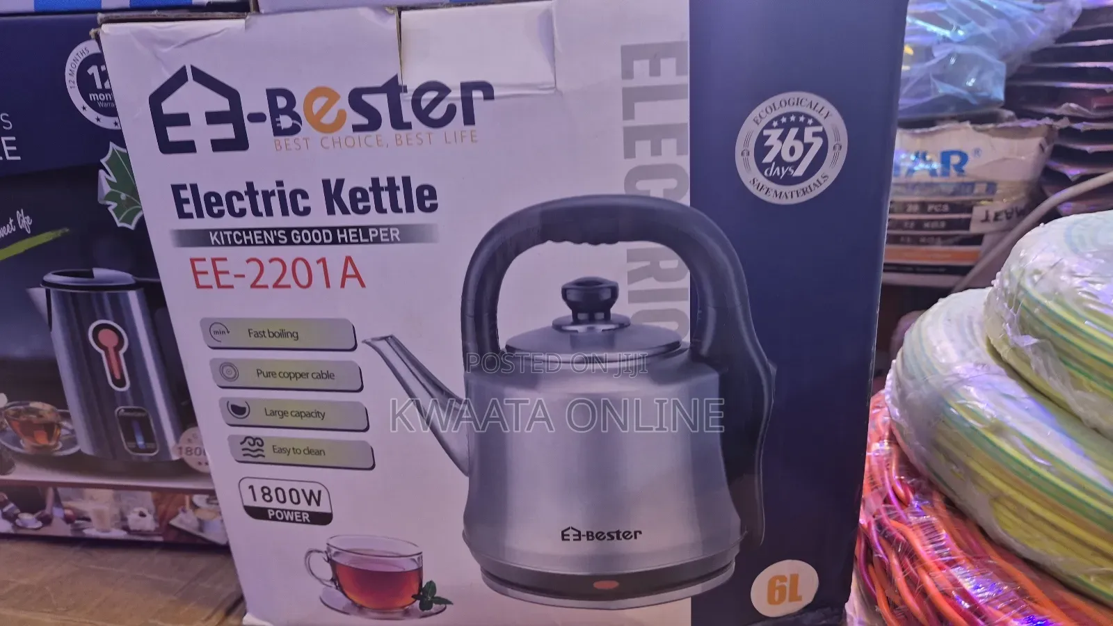 E3-Bester 6l Electric Kettle, 800w | Fast Boil |Ee-2201a