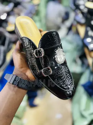 Original Black Shinny Billionaire Mules Half Shoes