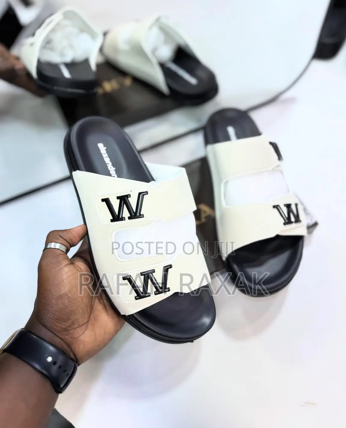 Men’S White Alexander Wang Double Strap Luxury Sandals