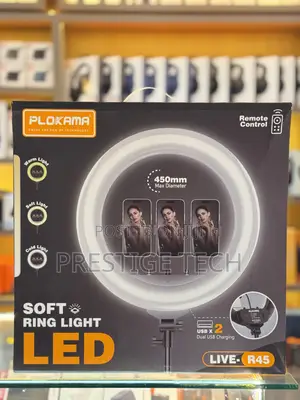 Photo - Plokama 18 Inch Led Ring Light With Remote & Usb Charging