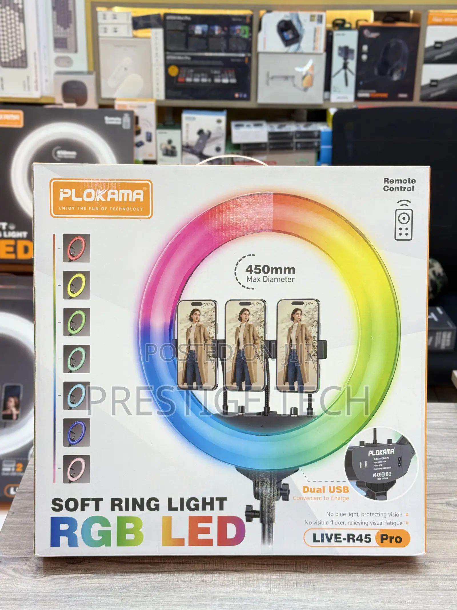 Plokama 18 Inch Rgb Ring Light Live R45 Pro With Remote