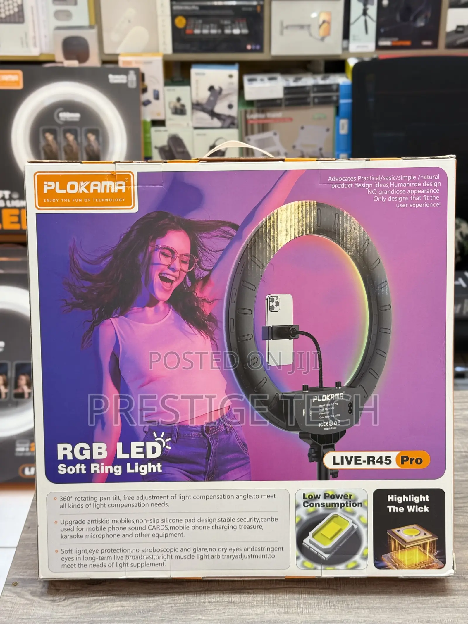 Plokama 18 Inch Rgb Ring Light Live R45 Pro With Remote