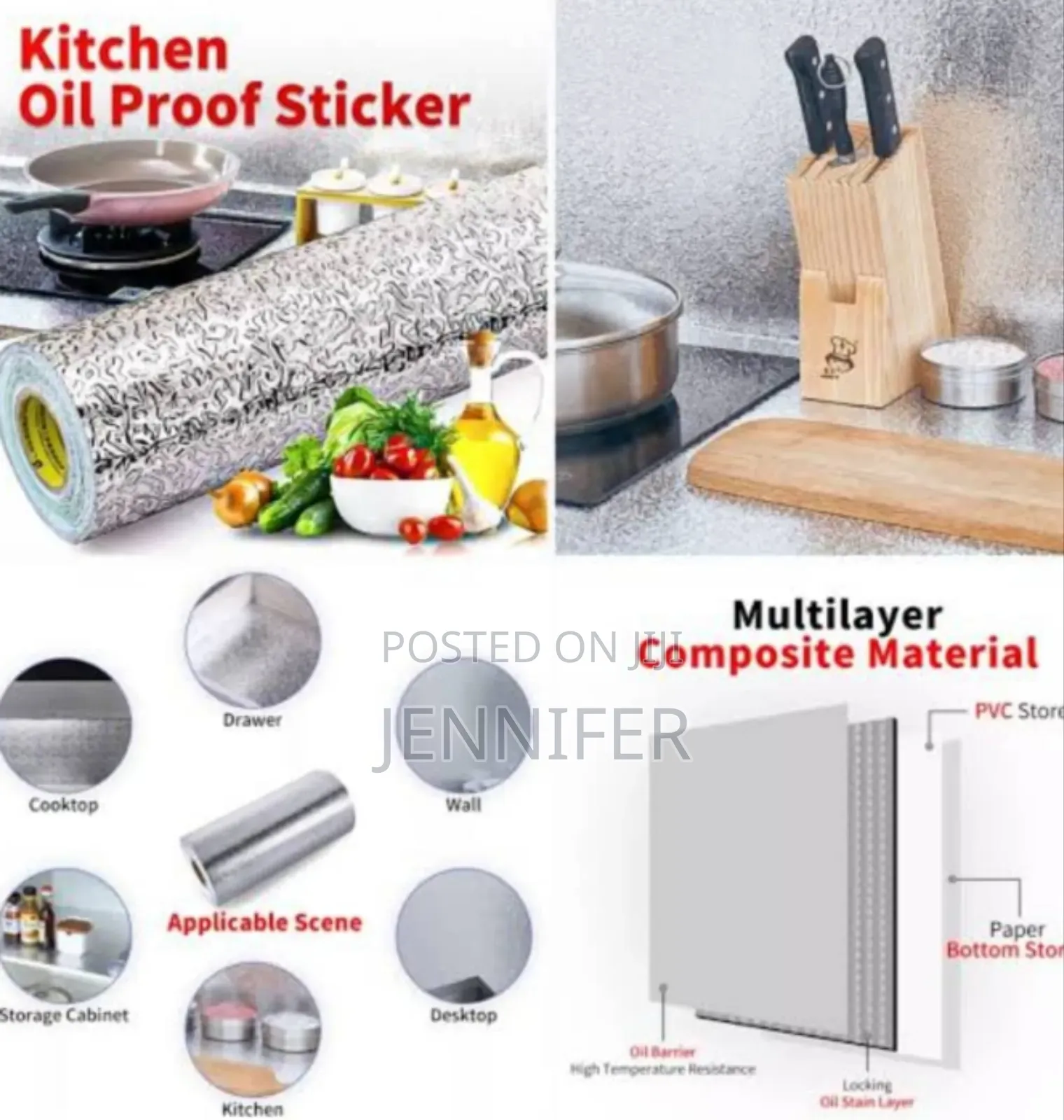 Aluminum Foil Kitchen Wallpaper, Self Adhesive Oil-Proof