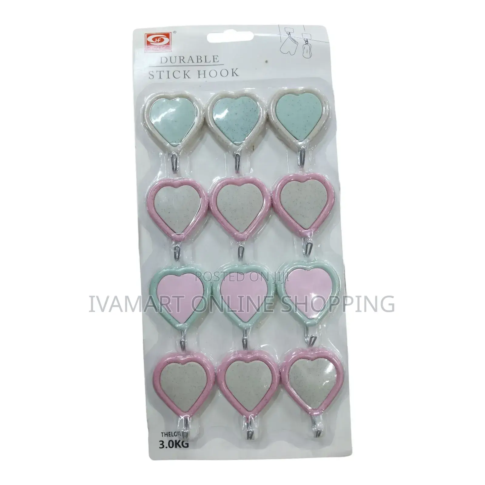 Adhesive Wall Sticky Hooks - 12 in Pack