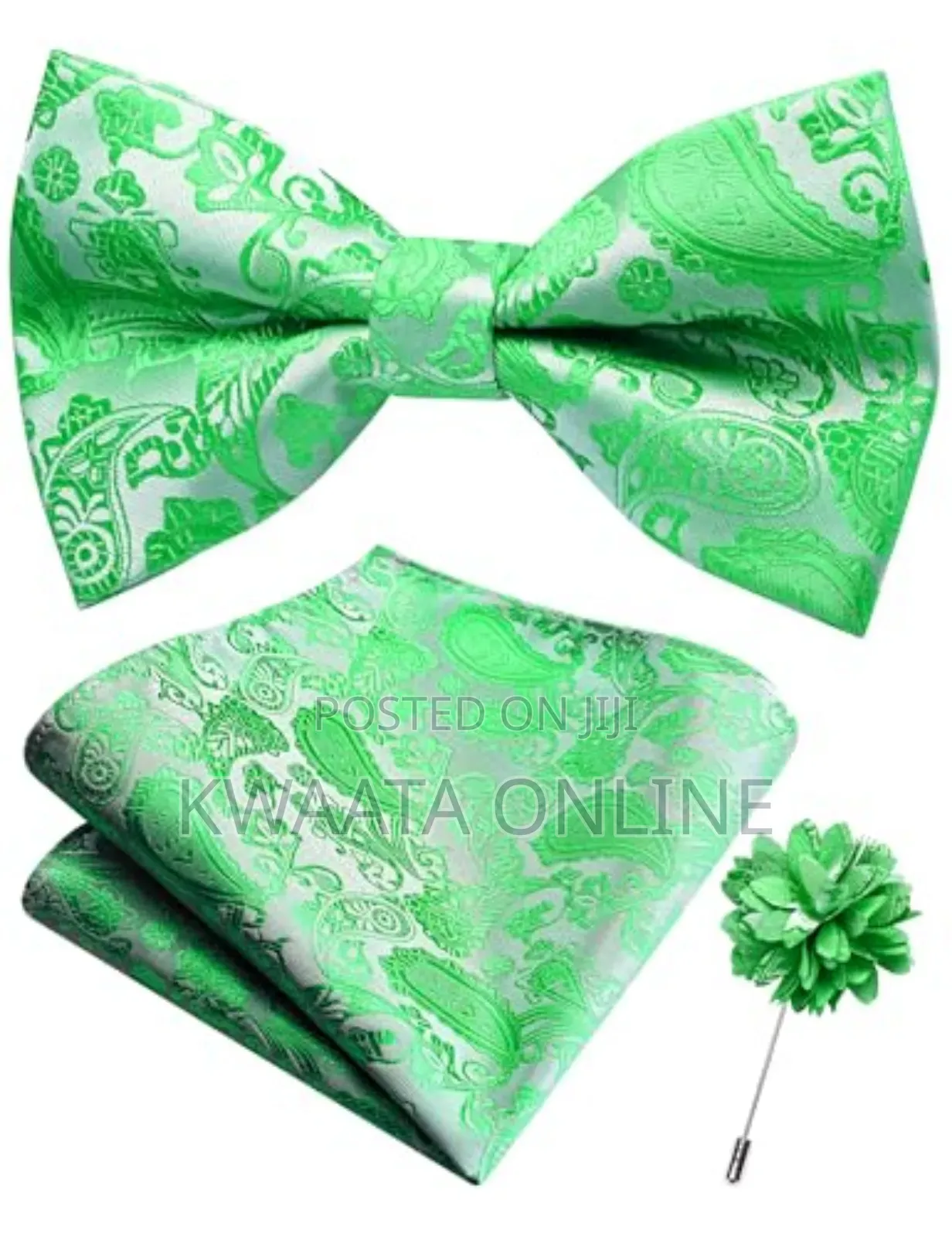 Bow Tie For Men With Pocket Square, Lapel Pin & Cufflinks