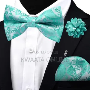 Photo - Bow Tie For Men With Pocket Square, Lapel Pin & Cufflinks