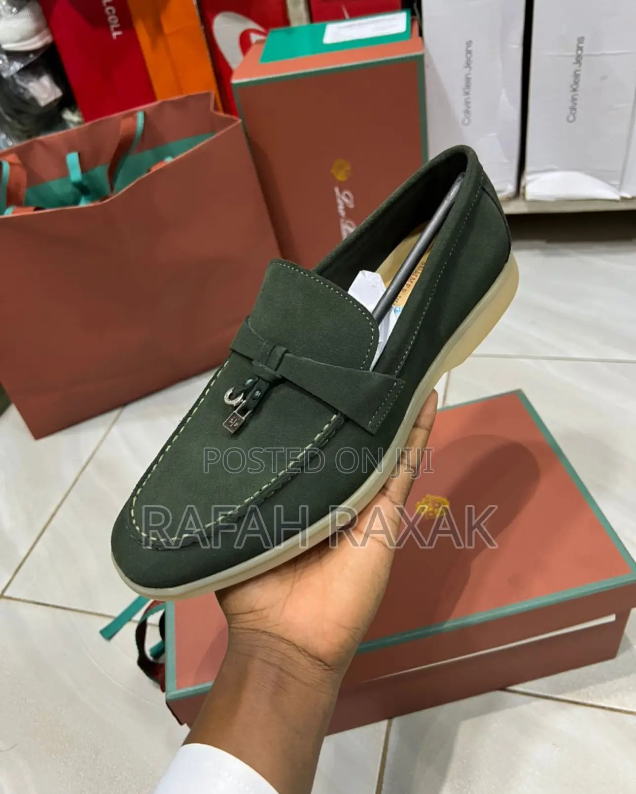 Original Men’S Green Summer Walk Loro Piana Suede Loafers