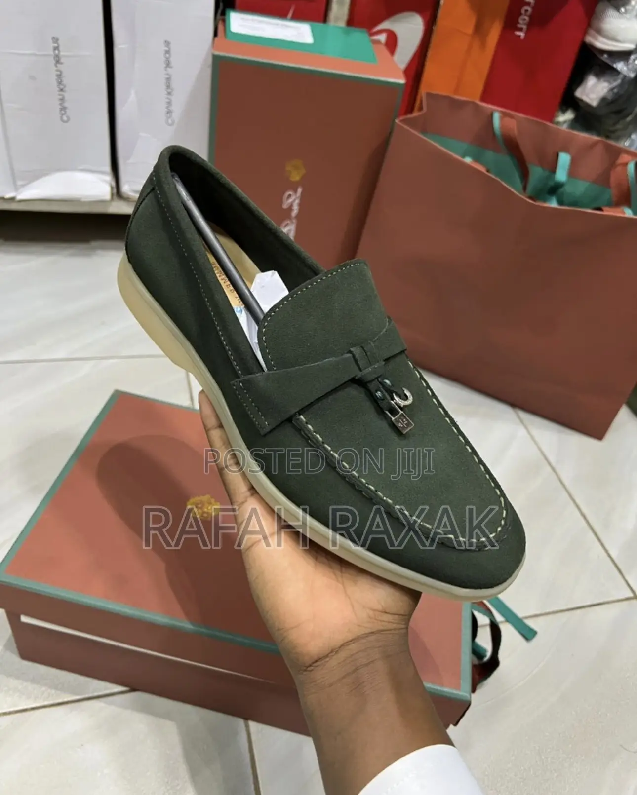 Original Men’S Green Summer Walk Loro Piana Suede Loafers