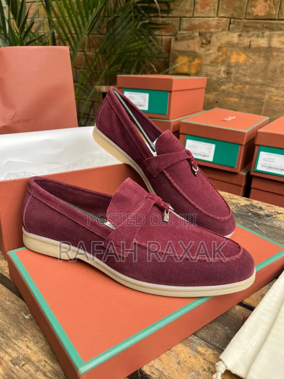 Original Maroon Loro Piano Summer Walk Suede Loafers