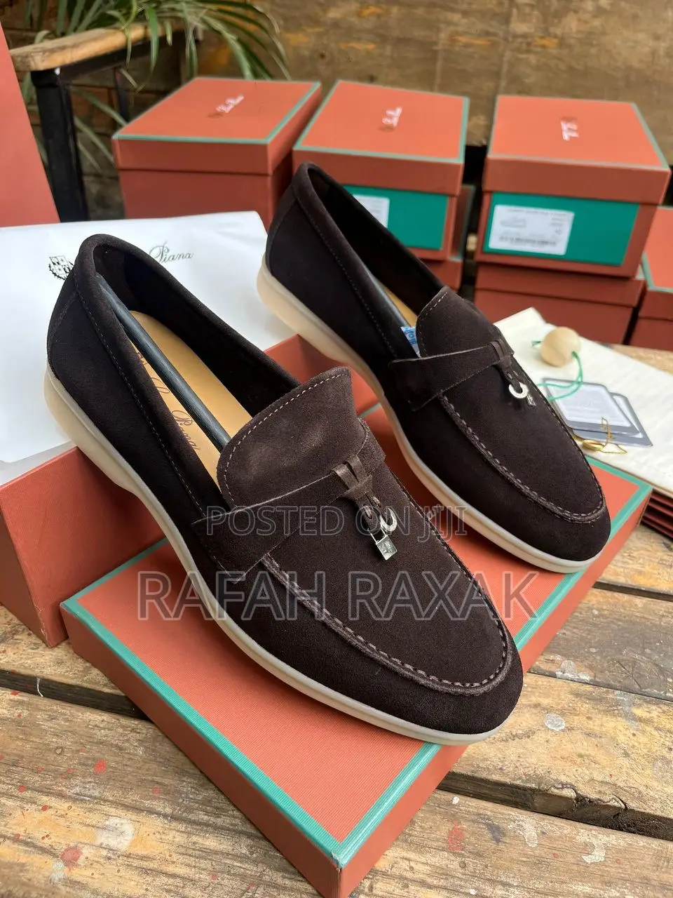 Original Coffee Brown Loro Piano Summer Walk Suede Loafers