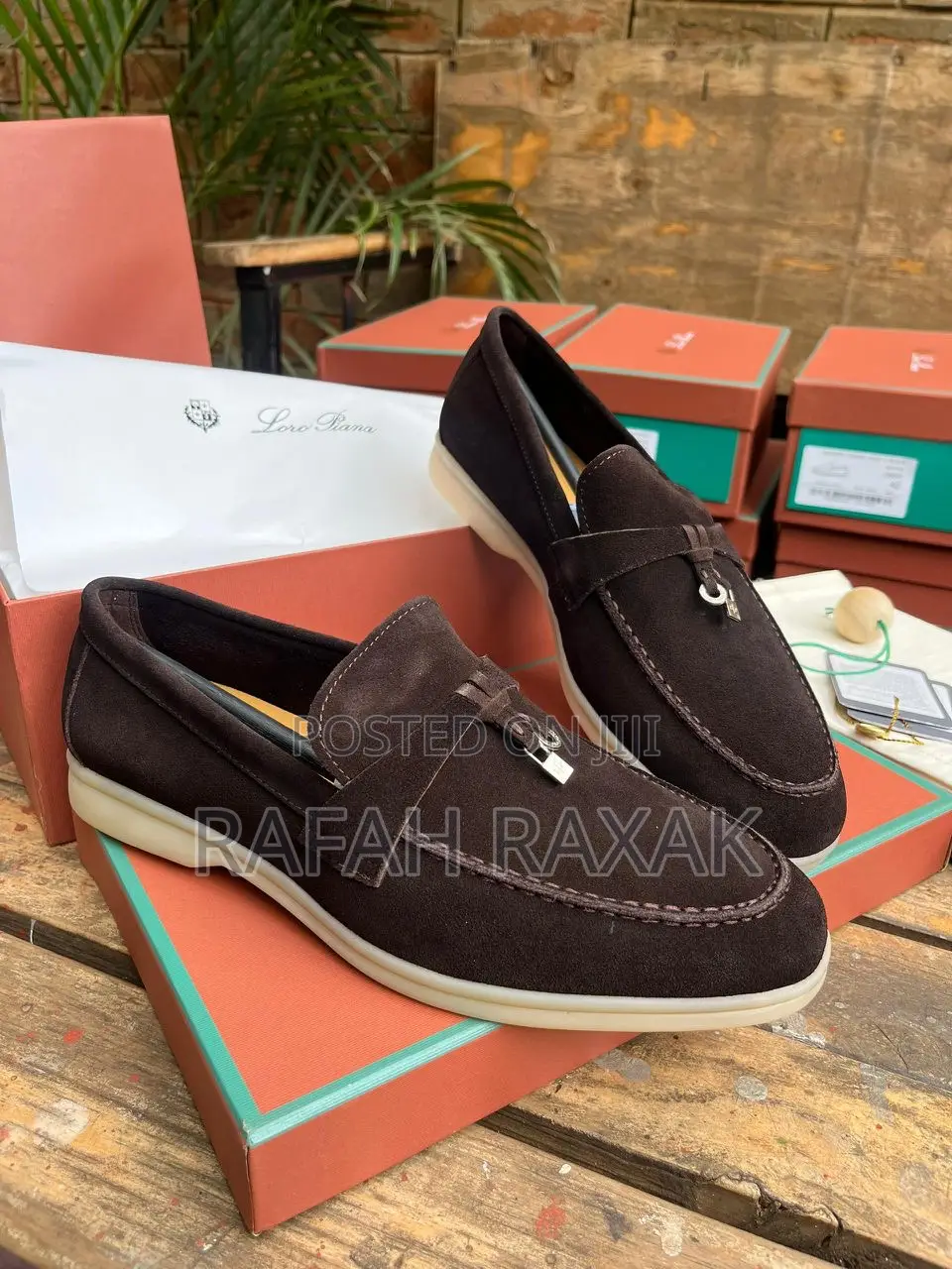Original Coffee Brown Loro Piano Summer Walk Suede Loafers