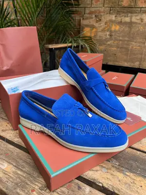 Original Men’S Blue Loro Piano Summer Walk Low Suede Loafers