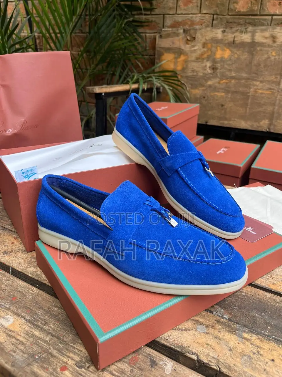 Original Men’S Blue Loro Piano Summer Walk Low Suede Loafers