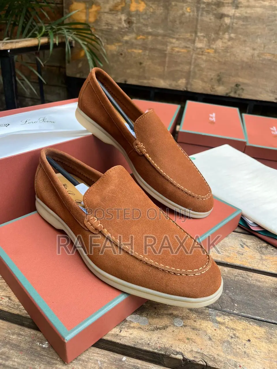 Original Men’S Brown Loro Piano Summer Walk Suede Loafers