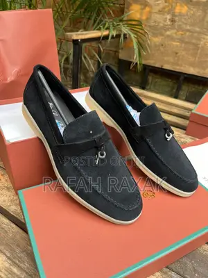Original Men’S Black Loro Piano Summer Walk Suede Loafers