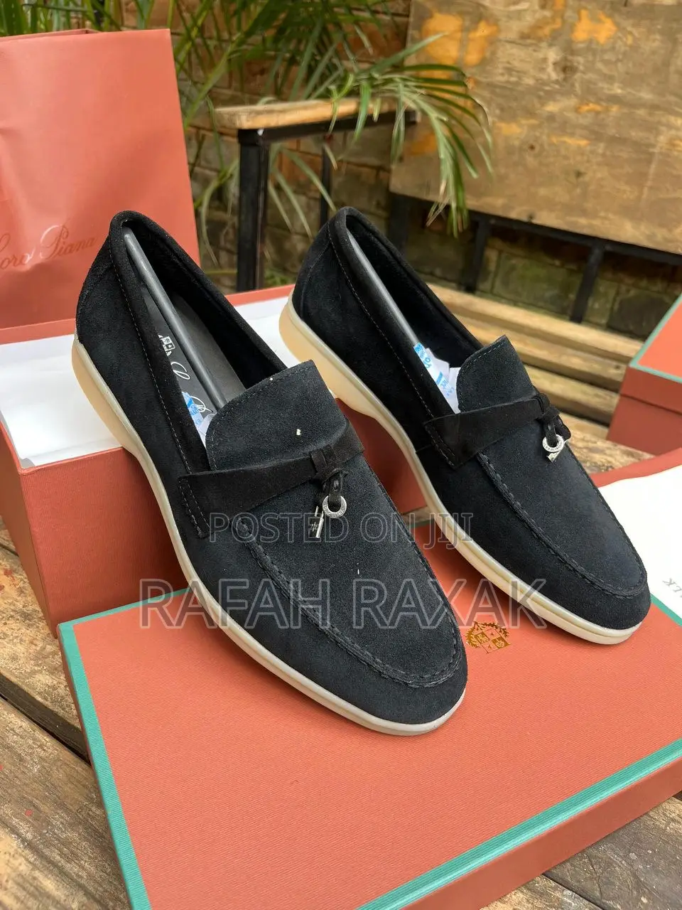 Original Men’S Black Loro Piano Summer Walk Suede Loafers