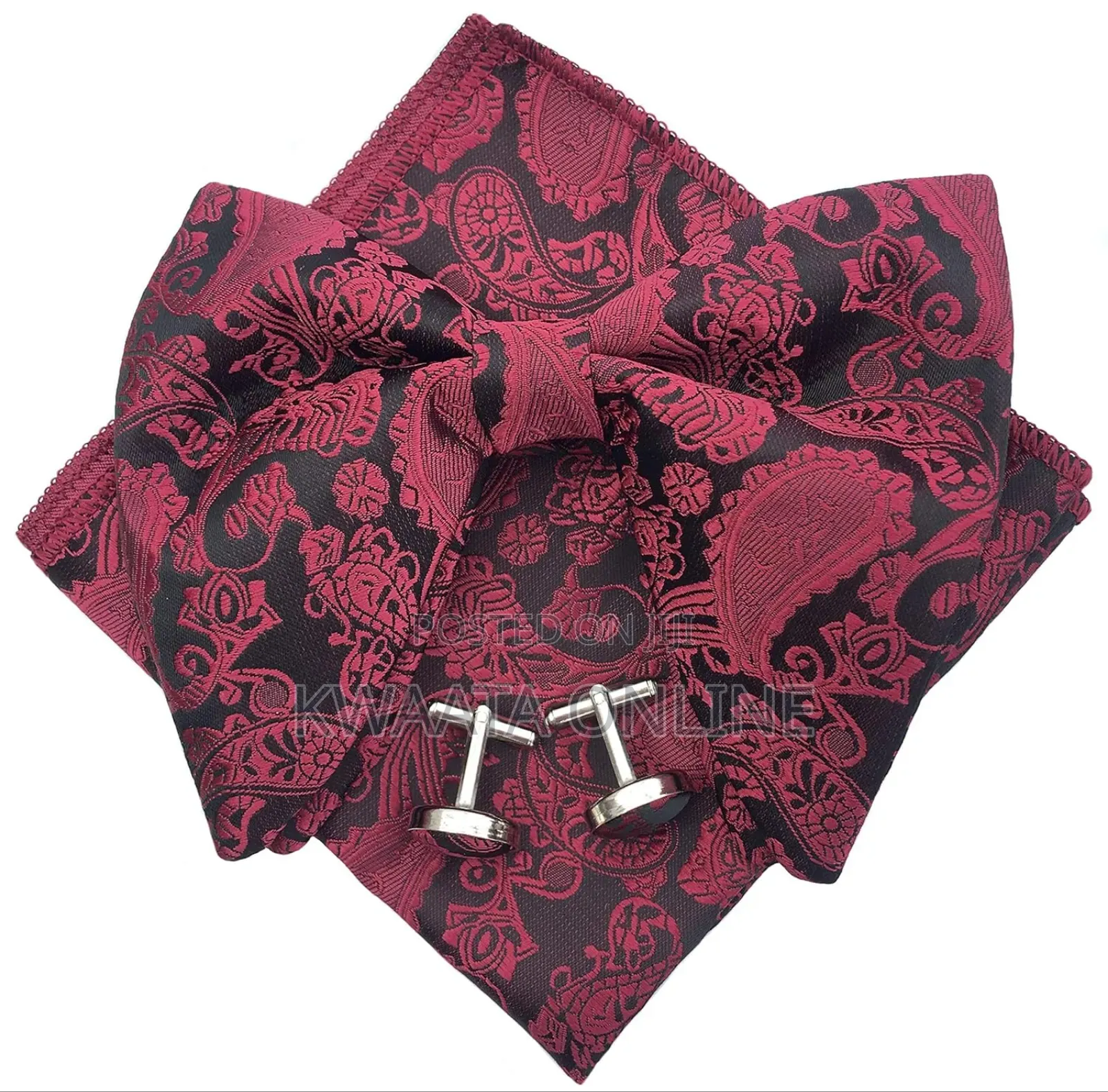 Butterfly Tuxedo Bow Tie Hankie Cufflinks Set In A Gift Box