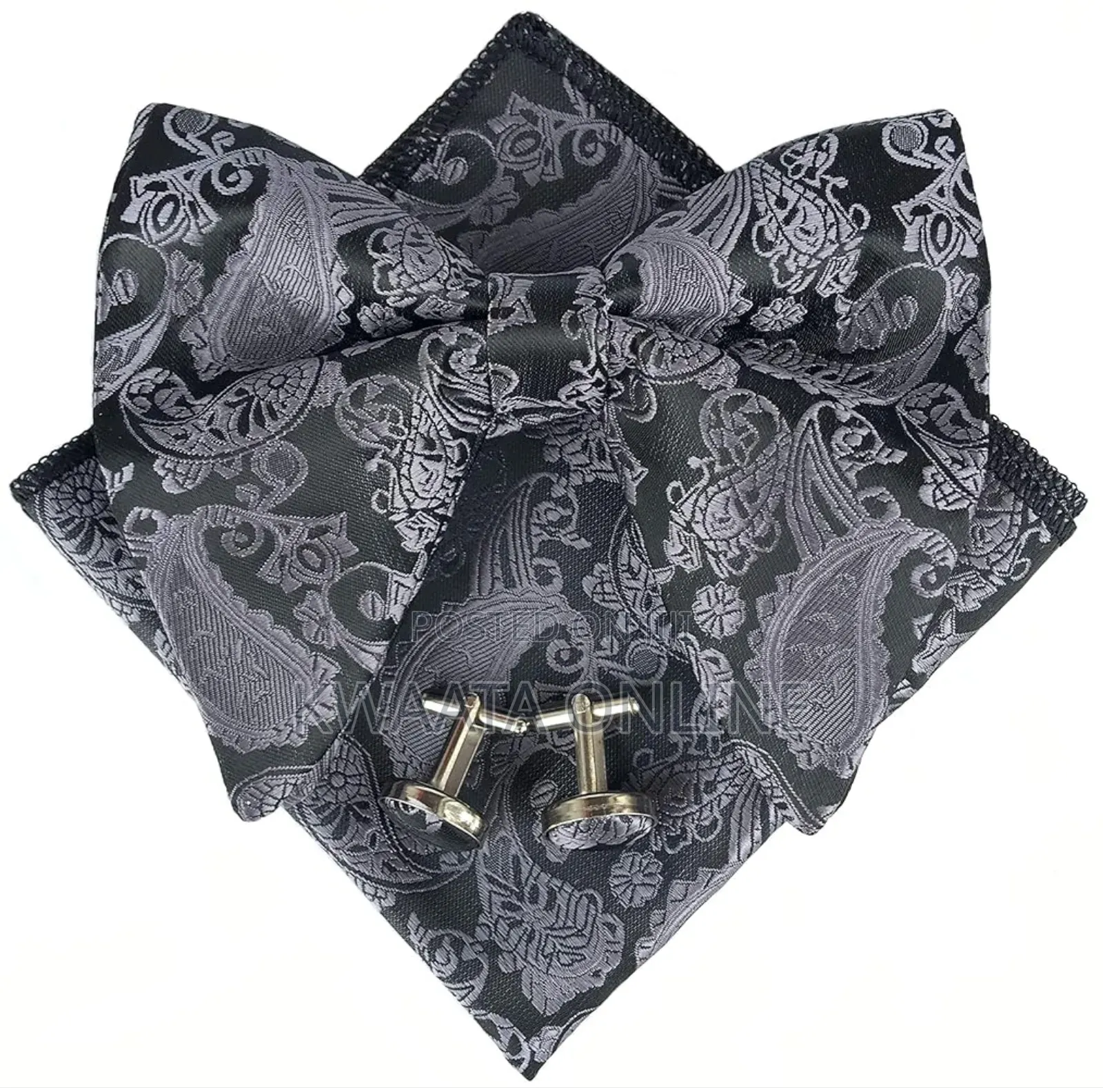 Butterfly Tuxedo Bow Tie Hankie Cufflinks Set In A Gift Box